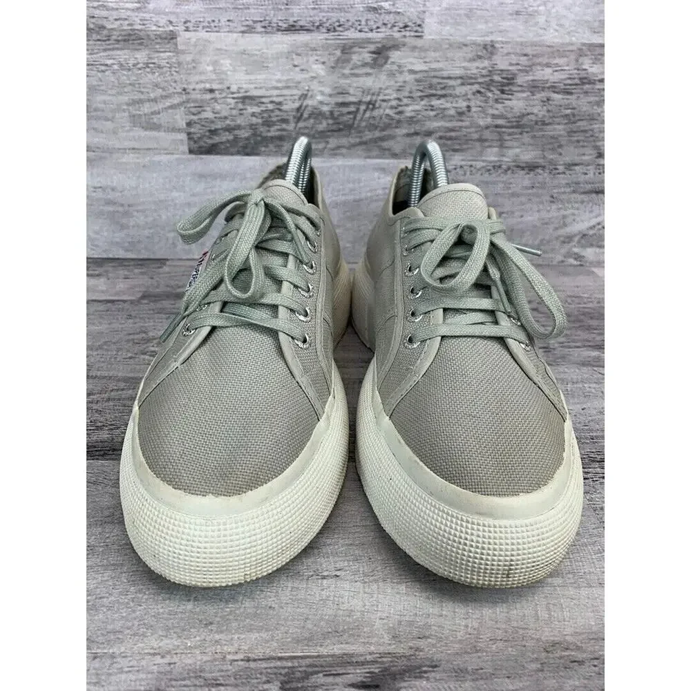 Superga Womens Gray Platform Sneakers Size 8 Canvas & Rubber Sole